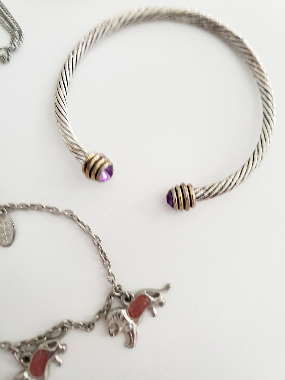 Silver-Tone Mixed Bracelet Set with Purple Accents - Picture 4 of 7